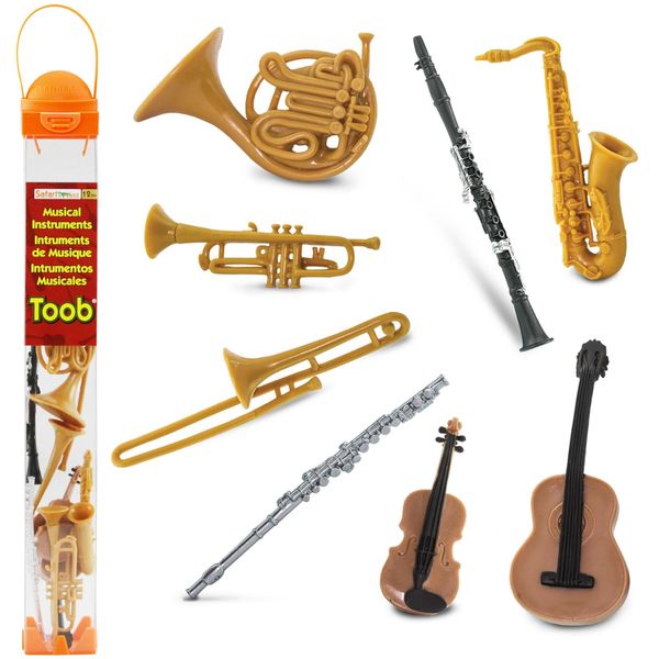 Safari Ltd Musical Instruments TOOB - Figurines: Trombone, Flute, Saxophone, Guitar, Violin, Horn, Trumpet, Clarinet - Educational Toys for Boys, Girls & Kids Ages 3+