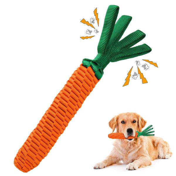 LIFLIX Dog Rope Toy, Durable, Dog Chew Toy, Stress Relief, Teeth Clean, Carrot Shaped