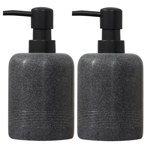 WUUAHOME Soap Dispenser Set, 2pcs 350ML 11OZ Hand Soap Lotion Dispenser for Bathroom Countertop and Kitchen Sink, Shampoo Condition Refillable Bottle for Modern Decor Hotel Office (Dark Grey)