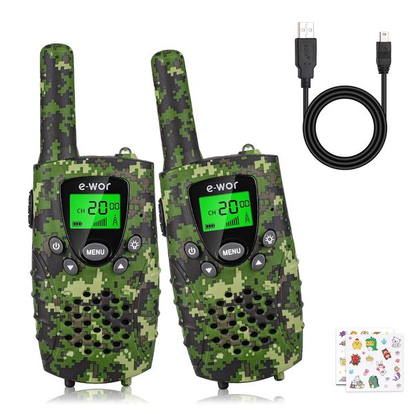 Walkie Talkies for Kids, 4 Miles Long Range Rechargeable Walkie Talkies 22 Channels with Flashlight Adventure Toys for 3 4 5 6 7 8 9 10 11 12 Year Old Boys Girls, Funny Gifts for Christmas Birthday