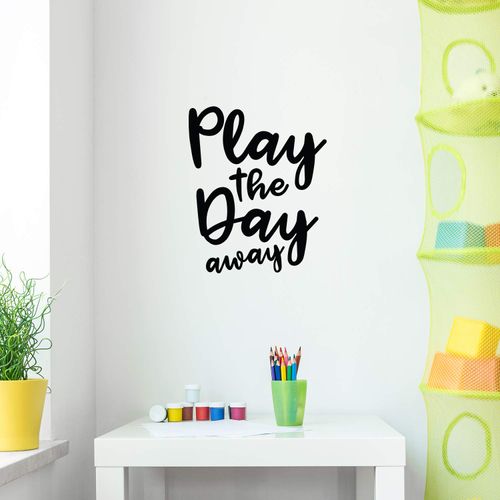 Vinyl Wall Art Decal - Play The Day Away - 23" x 19" - Modern Motivational Educational Quote Sticker for Teen Bedroom Home Closet Kids Room Work Office School Classroom Nursery Decor