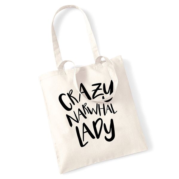 Crazy narwhal lady tote bag
