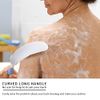 15.35" Back Bath Brush with Sponge,Back Scrubber Bath Mesh with Anti-Slip Curved Long Handle Bath Body Brush for Elderly Aid Bathing and Shower