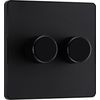 BG Electrical Intelligent Double Wall Dimmer Switch, 2 Way, Screwless Front Plate, Evolve, Matt Black, 200W, PCDMB82B