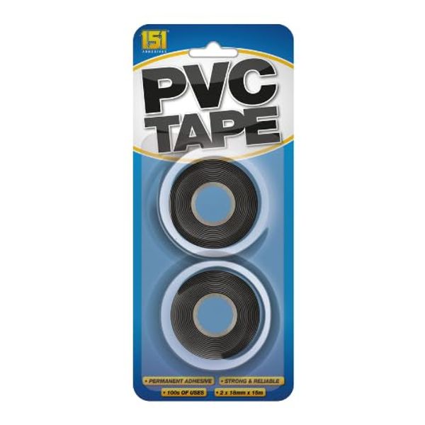 Black PVC Electrical Tape (2 Pack) – 15m x 19mm, Strong & Durable Insulation Tap