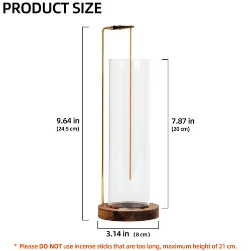 GARMOLY Incense Holder for Sticks, Anti-Ash Flying Incense Burner with 30 Incense Sticks, Detachable Glass Ash Catcher