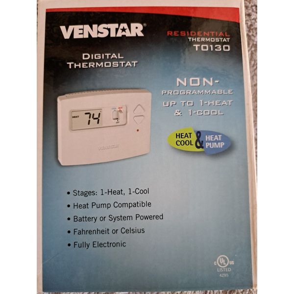 Venstar Digital Thermostat T0130  Nonprogrammable Up To 1 Heat & 2 Cool.