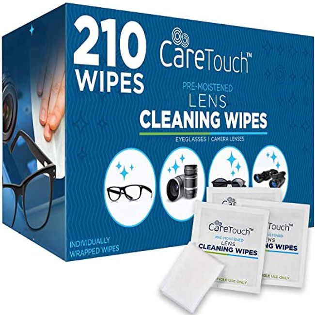 Care Touch Lens Cleaning Wipes for Eyeglasses, 210ct - Eyeglass Wipes Individually Wrapped, Eye Glass Cleaning Wipes, Lenses Wipes for Cleaning Glasses, Eye Glass & Sunglass Cleaner, Eye Glasses Wipes