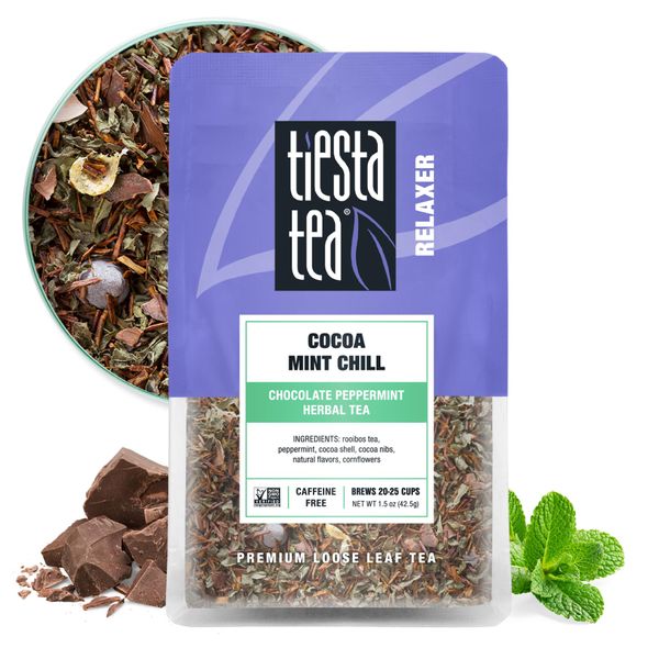 Tiesta Tea - Cocoa Mint Chill | Chocolate Peppermint Herbal Tea | Premium Loose Leaf Tea Blend | Non-Caffeinated Tea | Make Hot or Iced Tea & Brews Up to 25 Cups - 1.5 OunceResealable Pouch