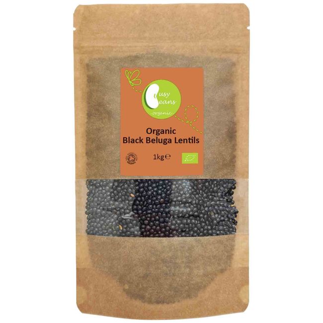 Organic Black Beluga Lentils - Certified Organic - by Busy Beans Organic (1kg)