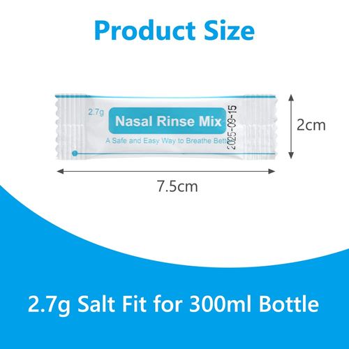 URAQT Nasal Rinse Salt, 52 x Nasal Rinse Salt for Nasal Shower, Neti Pot Salt, Sinus Rinse Salt for Adults Children, Individually Packaged
