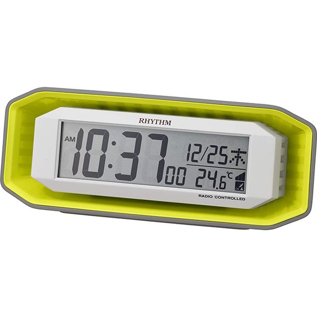 RHYTHM 8RZ220SR05 Loud Alarm Clock, Radio Clock, Electronic Sound, Alarm, Digital, Green, 2.8 x 7.2 x 2.5 inches (7.2 x 18.3 x 6.4 cm)