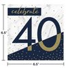 Creative Converting Navy and Gold 40th Birthday Napkins, 6.5"