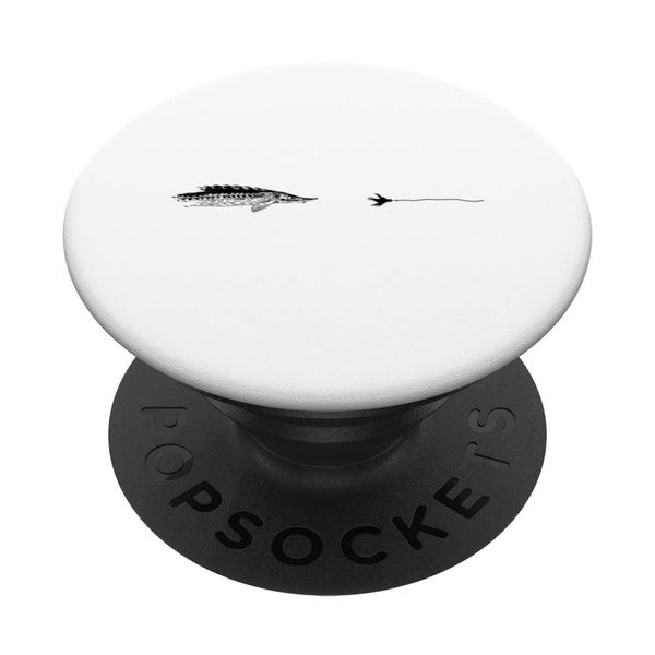 Graphic Fly Fishing Hook Line - Fish Sturgeon PopSockets Swappable PopGrip