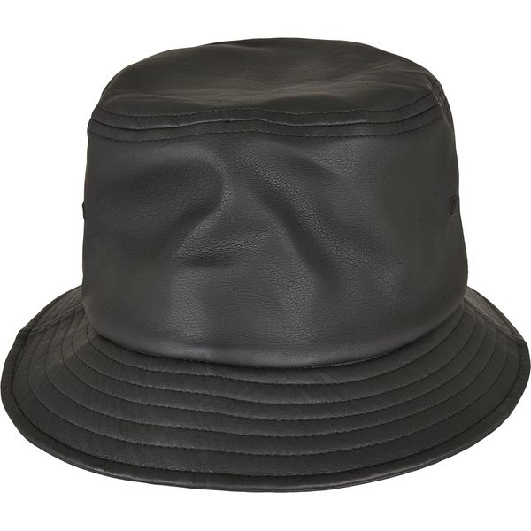 Flexfit Imitation Leather Bucket Hat, Black, One Size