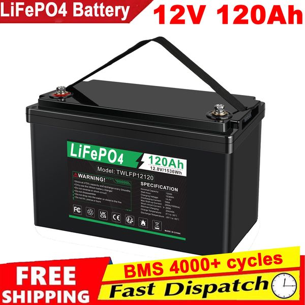 12V 120Ah LiFePO4 Lithium Battery for RV Off-grid Solar System Trolling Motor