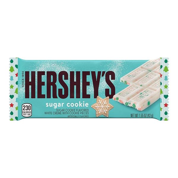 HERSHEY&#39;S Sugar Cookie Flavored White Cream Christmas Candy Bar 1.5 oz (43.9 g)