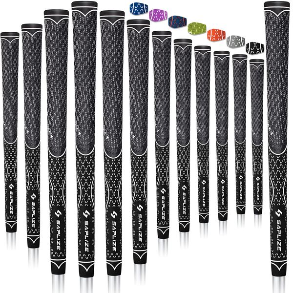 SAPLIZE 13 Golfgriffe, Standard, Multi-Compound Hybrid Golfschlägergriffe, Farbe Schwarz