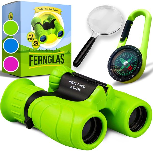 Promora Binoculars for Kids, Set with Magnifying Glass & Compass Purple - Easter Toys, Kids Binoculars for 3-12 Years Boys and Girls for Toddler, Easter Present for Kids