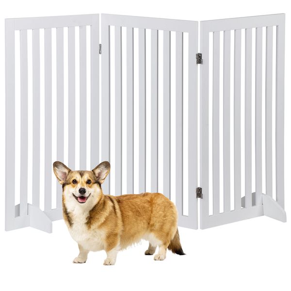 36” H Free Standing Pet Gate MDF Dog Cat 3 Pieces Modern Indoor Dog Fence