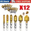 12× Chamfer Countersink Deburring Drill Bit Set Crosshole Cutting Metal Tool Kit