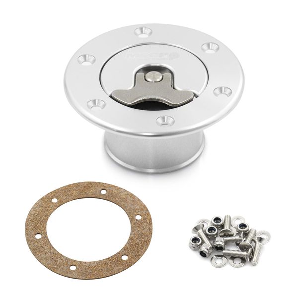 Billet Aluminum 35.5mm Fuel Cell Gas Cap Fuel Surge Tank Cap with 6 Hole Non-vented (Silver)