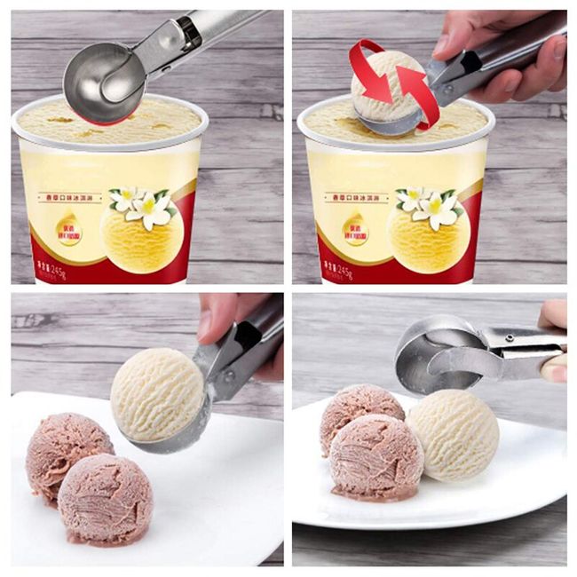 Stainless Steel Ice Cream Scoop With Trigger Fruit Spoon Dipper