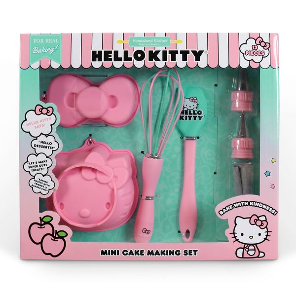 Handstand Kitchen Hello Kitty Cake Baking Set with Kitty Face and Bow Mini Cake Molds and More