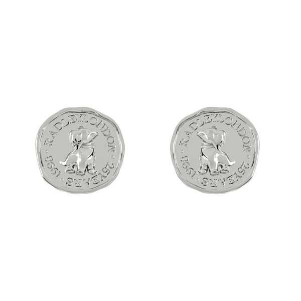 Radley Women's Penny Silver Plated Hammered Coin Disc Stud Earrings RYJ1379S