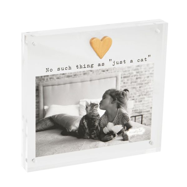 Mud Pie 4X6 Acrylic Heart Cat Frame; 6 1/2" X 7"