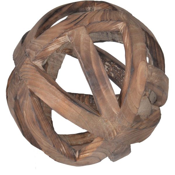 A&B Home Decorative Orbs - 8" Wooden Decorative Ball, Natural Wood Spheres with Dark Wood Finished for Farmhouse Decor, Centerpiece for Coffee Table Side Table