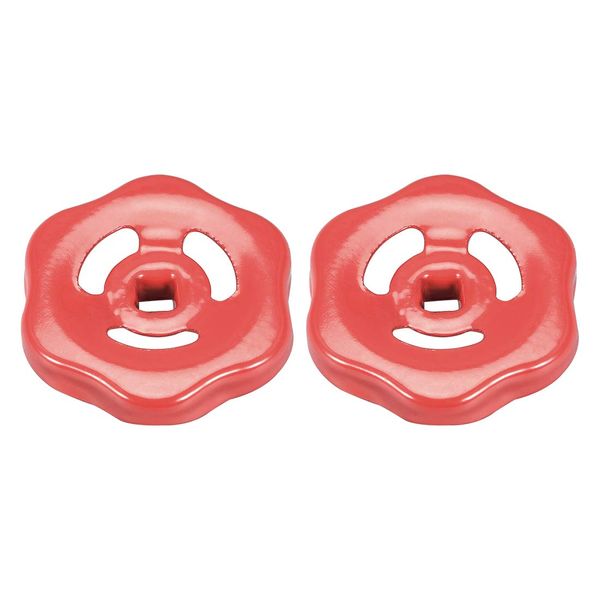 uxcell External Faucet Round Wheel Handle Metal Paint Iron Square Brooch 7x7mm Wheel Outer Diameter 61mm Red 2pcs