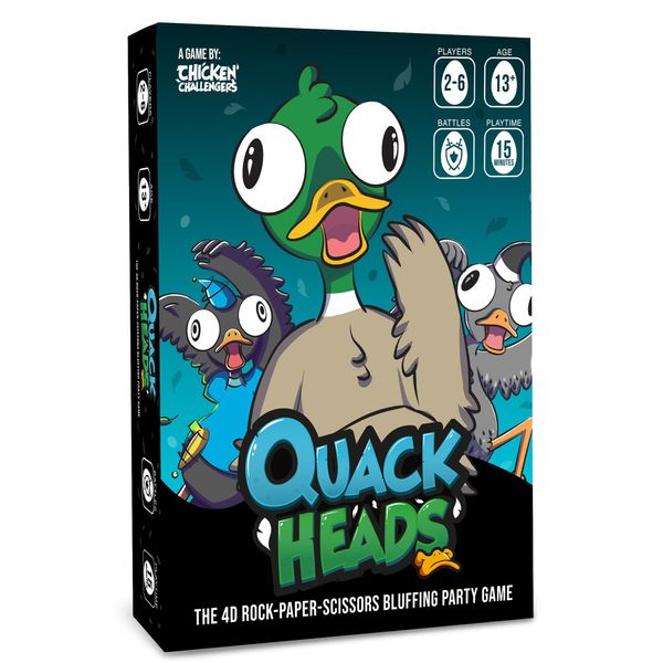 Chicken Challengers Quack Heads Card Game The 4D Rock Paper Scissors Bluffing Party Game | Competitive and Fun for Adults & Teens, 2-6 Players, Ages 13+, Perfect for Party and Family Game Nights