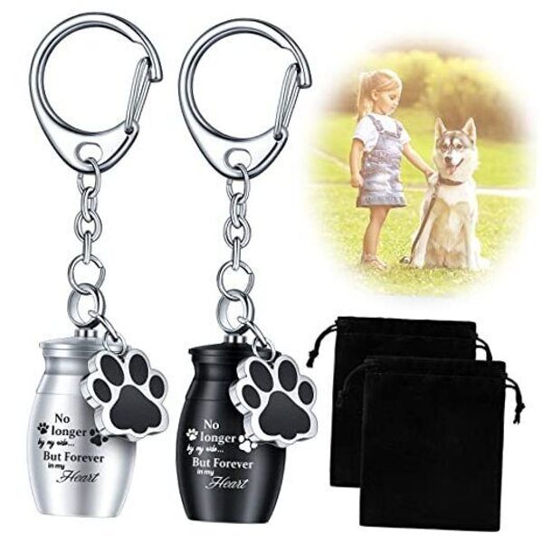 2 Pcs Pet Urns Keychain for Dog Cat Ashes with Storage Bags Small Fresh Style