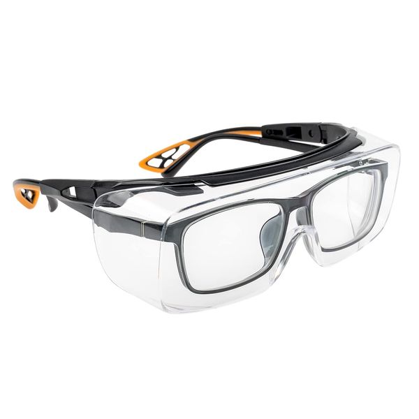 MALYHO MJPHM-6 Protective Goggles for Glasses, Hay Fever, Anti-Fog, Anti-Dust, Wind Resistant, Shatterproof, For the Outdoors, For Work, Single Lens, Lightweight, Transparent, Safety Goggles