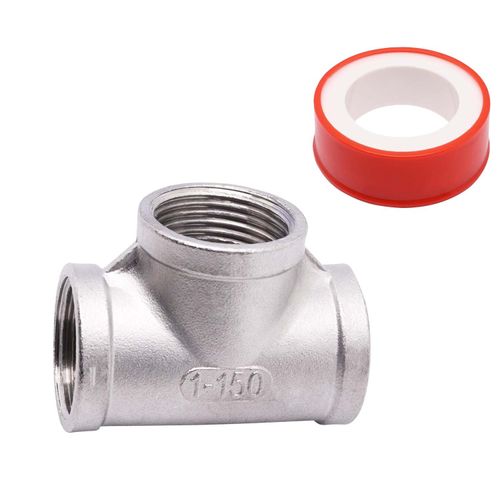 S SYDIEN Tee Pipe Fittings 304 Stainless Steel Tee 1" x 1" x 1" Female NPT Thread Adapter T Shaped 3 Way Cast Pipe Fitting, 1 Pack