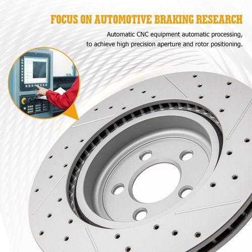 ACB ZONE Ceramic Brake Pads and Rotors Kit Front Drilled Slotted Vented Rotors & Brakes for Dodge Charger 2006 2007 2008 2009 2010 2011 2012 2013 2014 2015 Magnum 2005-2008 (5.7L with 345.0 mm)