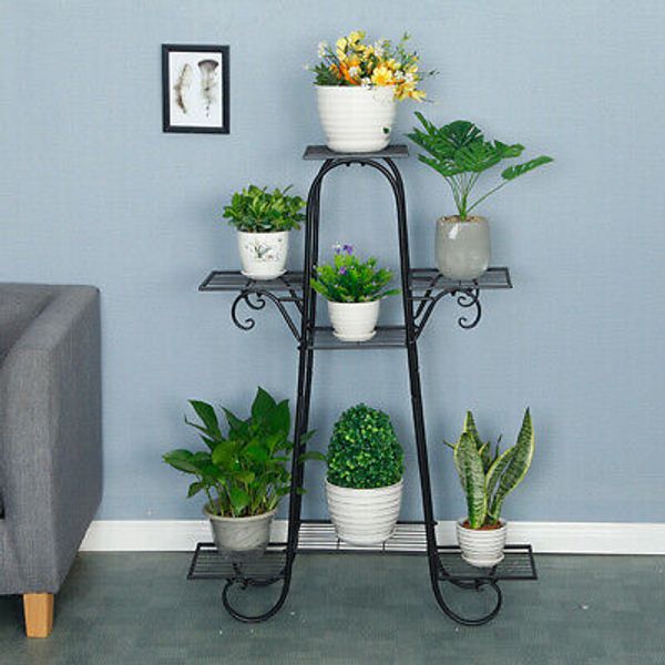 Tall 7Tier Metal Plant Stand Flower Pot Holder Shelves Garden Home Office Indoor