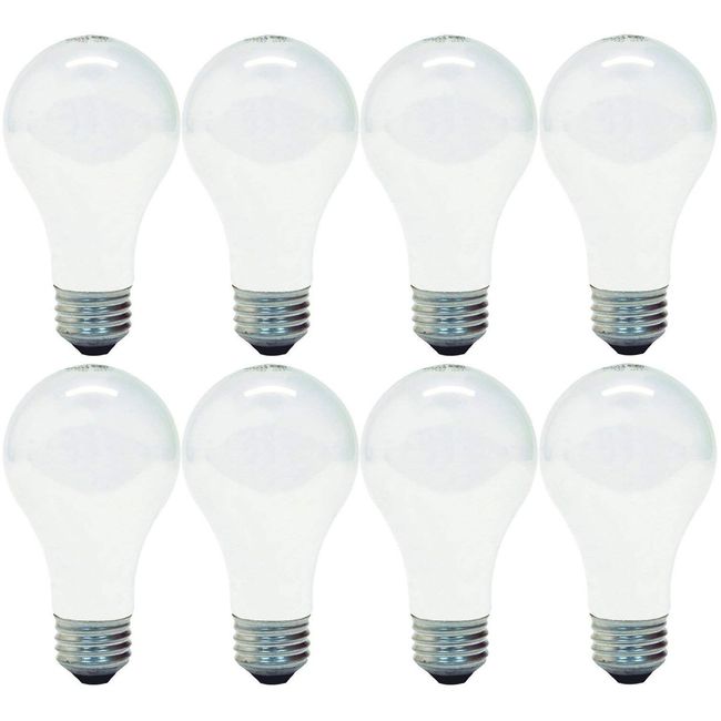 GE Lighting 66248 Soft White 53-Watt, 890-Lumen A19 incandescent Light Bulb with Medium Base, 8-Pack