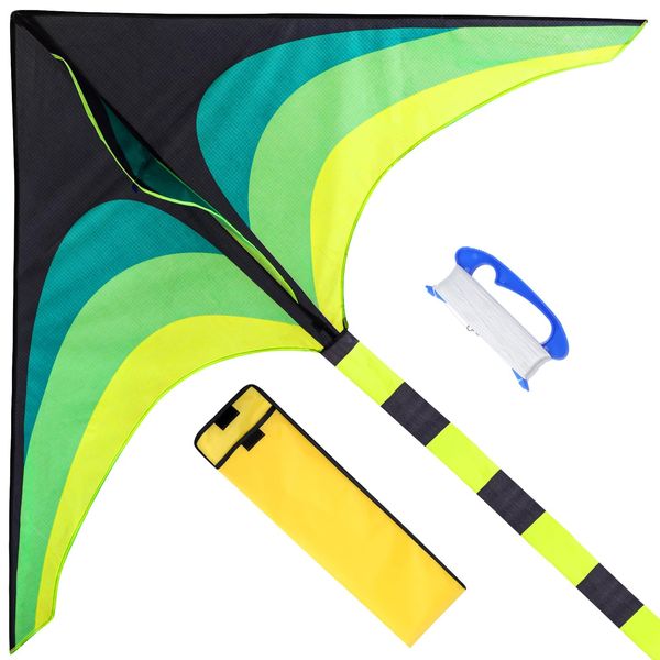 ES8101 Kite, Delta Kite, Colorful Kite, Octopus, Kids, Adults, Beginners, Triangle Kite, Flying in the Breeze, Grassland Kite, Christmas Gift, Birthday, New Year, Gift, Girls, Boys, Green Field