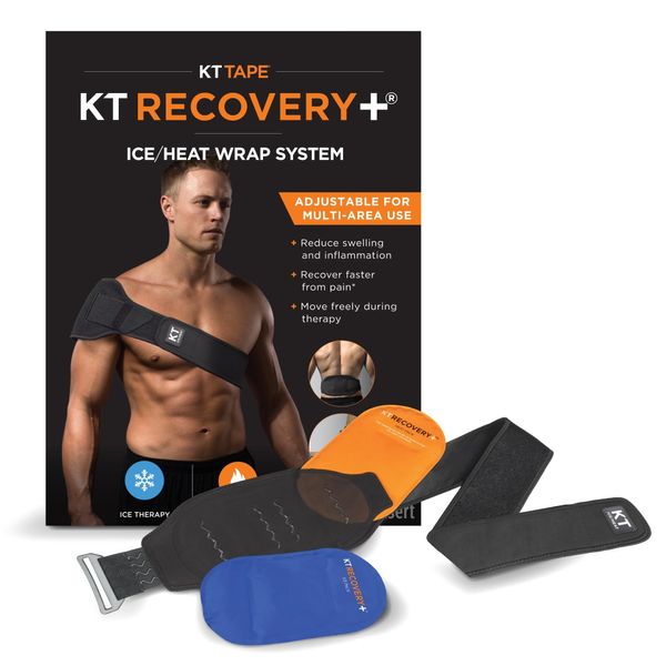 KT Tape, Compression Pad Therapy System, Heating and Ice Pack with Adjustable Wrap for Back/Muscle Pain Relief, Black