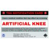 Artificial Knee TSA Notification Wallet Air Travel Card for Knee Replacement - Quantity (2)
