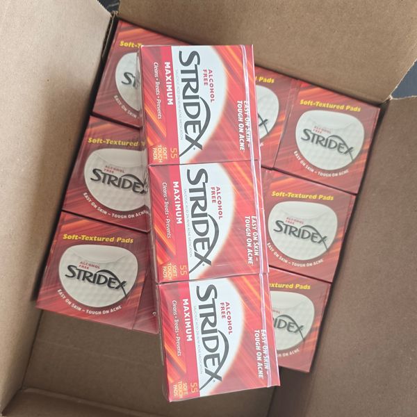 Stridex Maximum Alcohol Free 55 Soft Touch Pads - 1 Dozen Case (12 Jar)