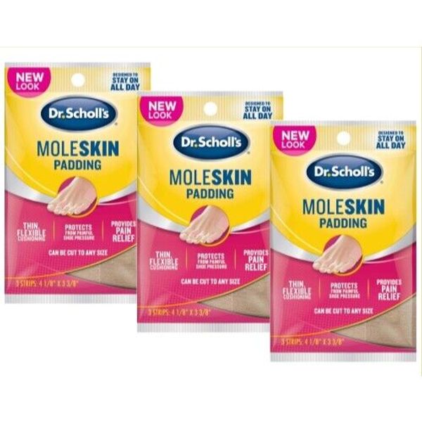 3 Pack Dr. Scholls Moleskin Plus 4 5/8 Inch X 3 3/8 Inch Padding 3 Each