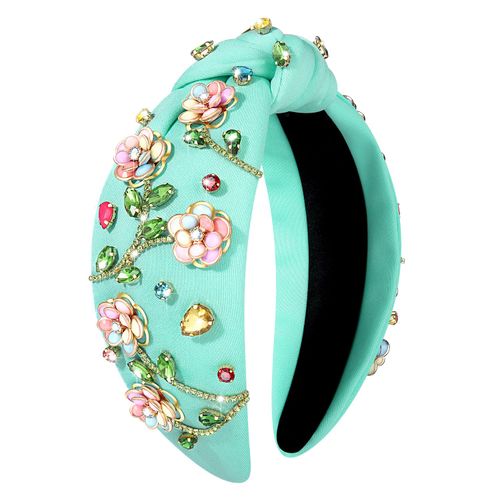 HEIDKRUEGER Flower Headband for Women Floral Hairband Crystal Pearl Embellished Top Knot Headband Summer Hair Hoop Accessories for Girls Jewelry Gift (Crystal Flower)