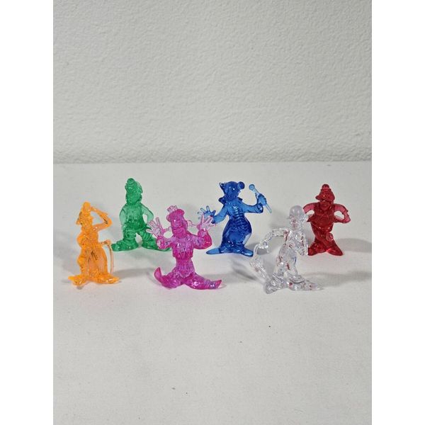 Vintage Lucite Clown Plastic Cake Topper Toy Figure Prize Translucent Lot Of 6