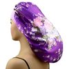 Satin Bonnet Silk Bonnet for Braids Sleeping Long Curly Hair Bonnet Satin Sleep Cap for Women XL Large Satin Sleep Bonnets (X-Large Floral Purple)
