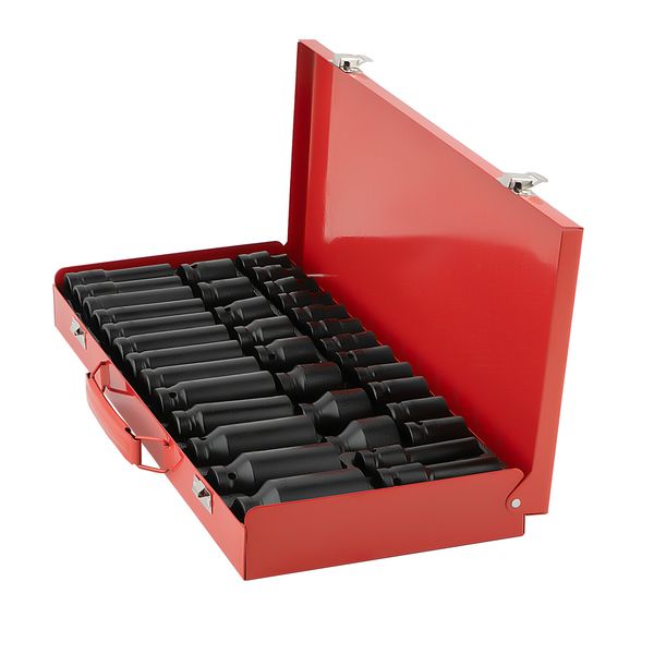 35pc 1/2"  Deep Impact Socket Set Drive 8-32mm 6 Point Metric Garage Tool New