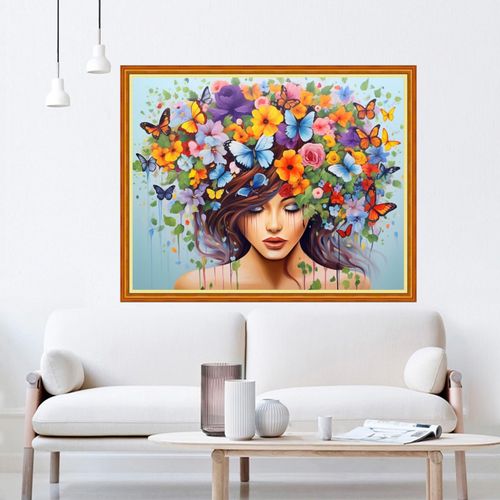 Dooxvey Cross Stitch Kits for Adult Beginners - Full Range of Stamped Kits with 11CT Patterns - Flower Girl Design, 16x20 inch