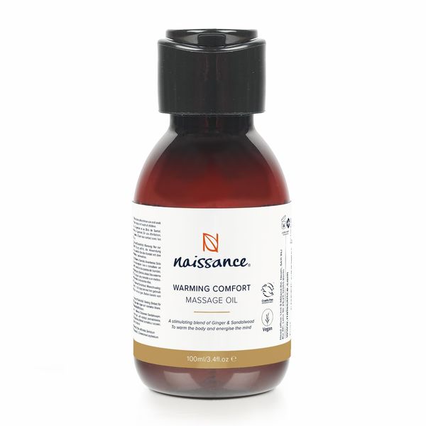 Naissance Warming Comfort Relaxing Massage Oil - 100ml - Grapeseed Oil Base with Ginger & Sandalwood